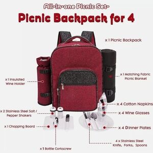 NEW Picnic xox Backpack with accessories for 4